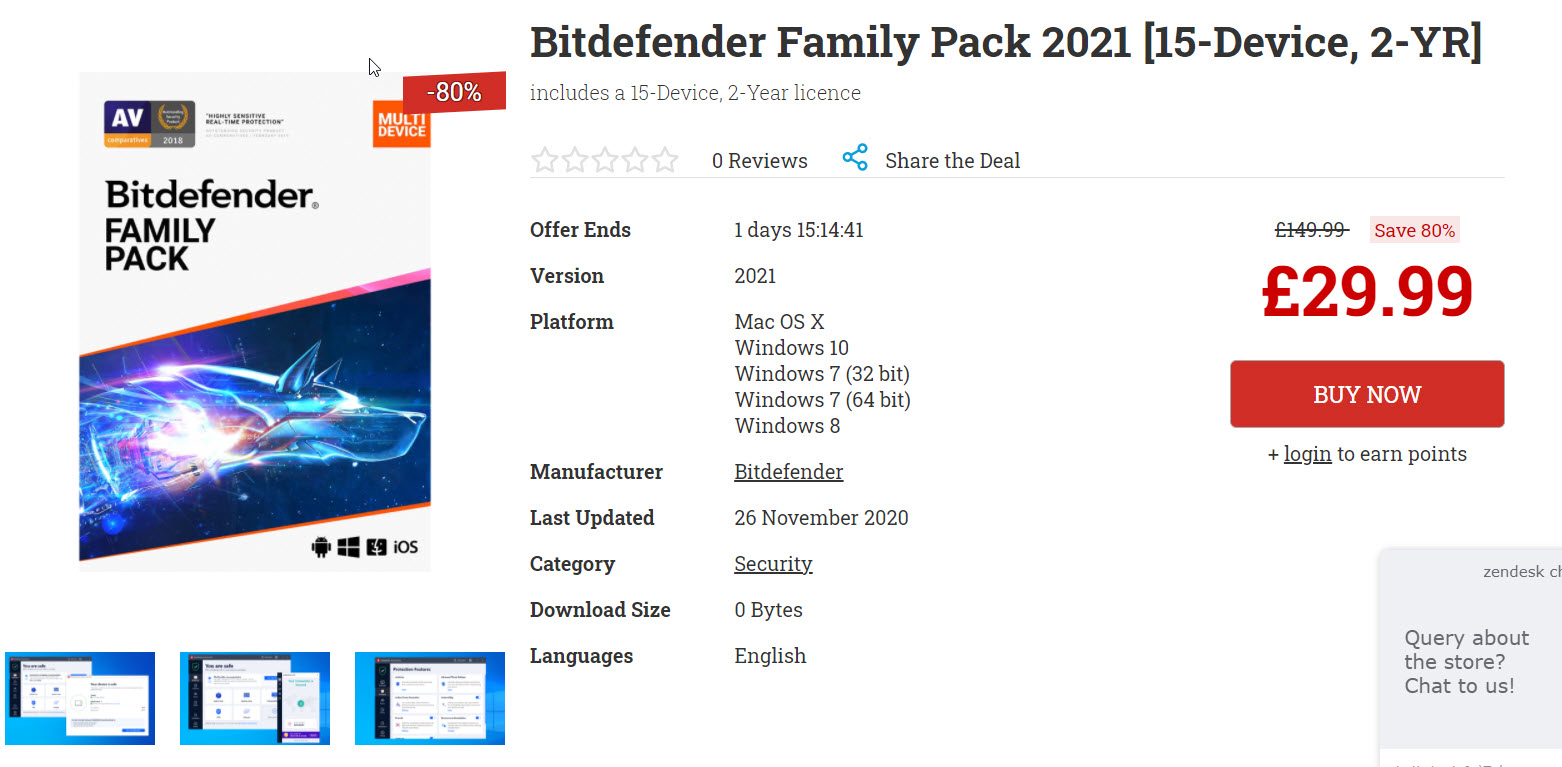 黑五这好货竟没人说 "Bitdefender Family Pack 2021 家庭包 2年" -80%-图1