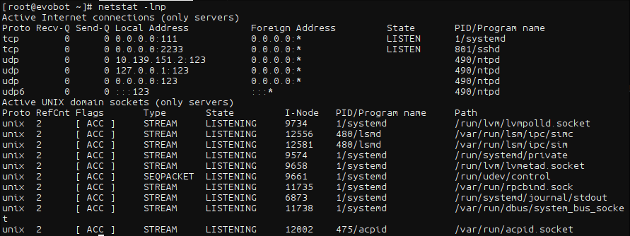 netstat -lnp